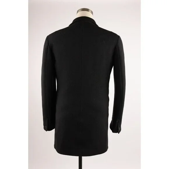$1,480 Monobi Wool Down Filled Overcoat SZ XS Black